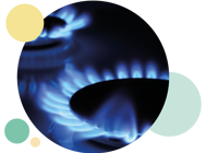Blue flame from a gas cooker