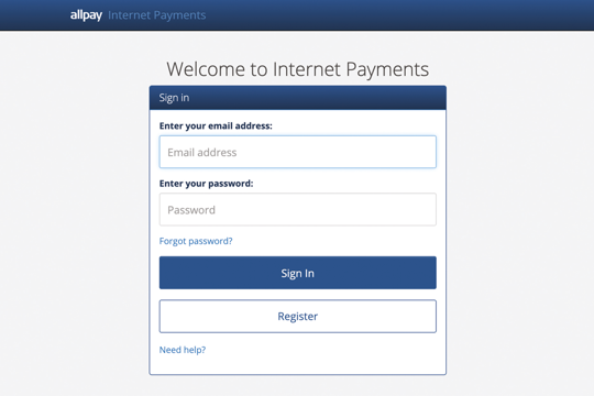 A screenshot of the interent payment A screenshot of the interent payment