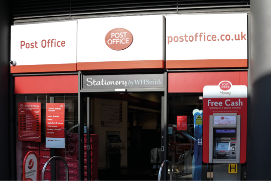 The entrance of the post office The entrance of the post office